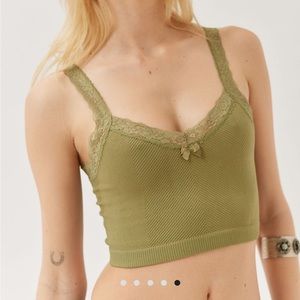 So Sweet Lace Seamless Bra Top Olive Green M/L y2k lace cami